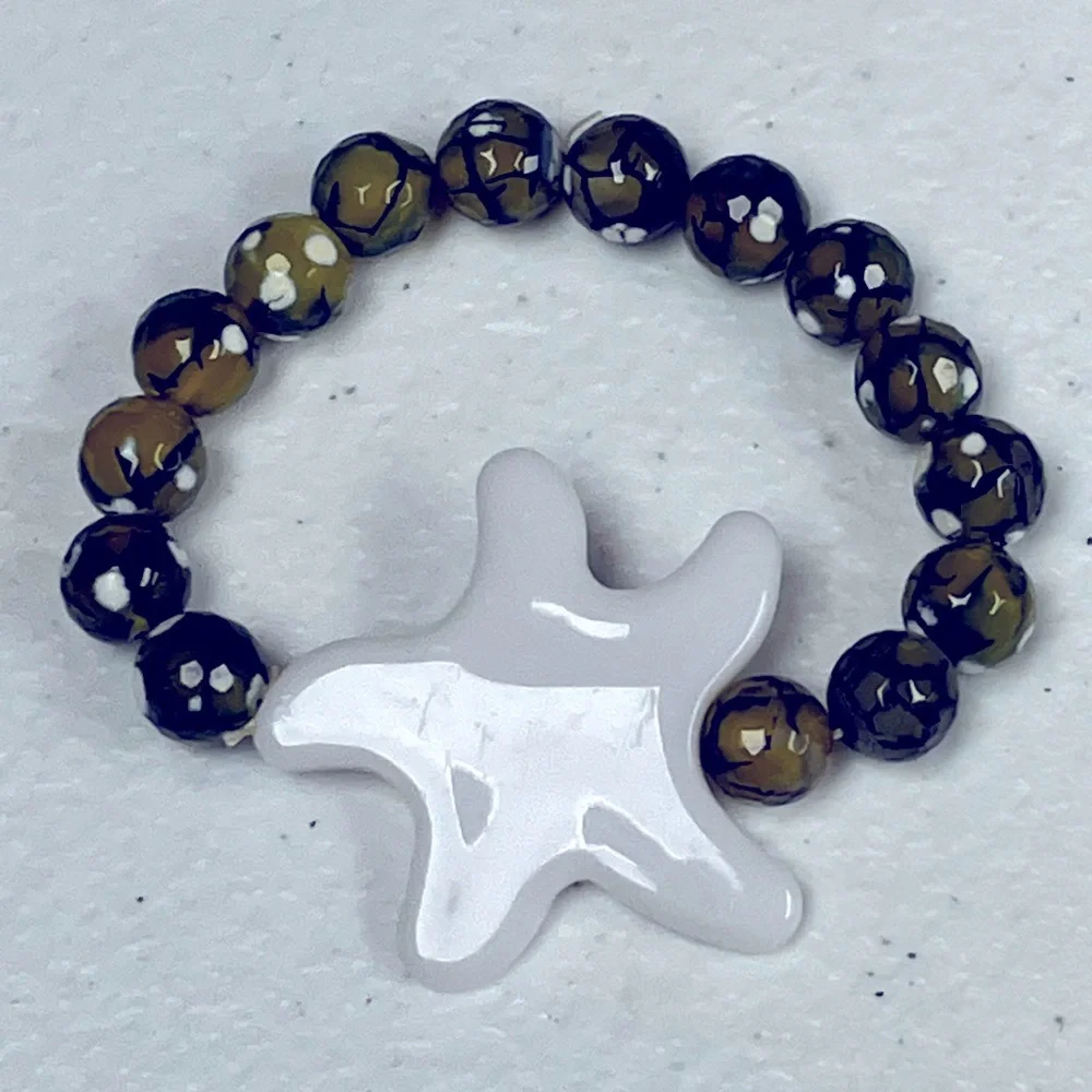 Starfish Blown Glass Bead Stretch Bracelet